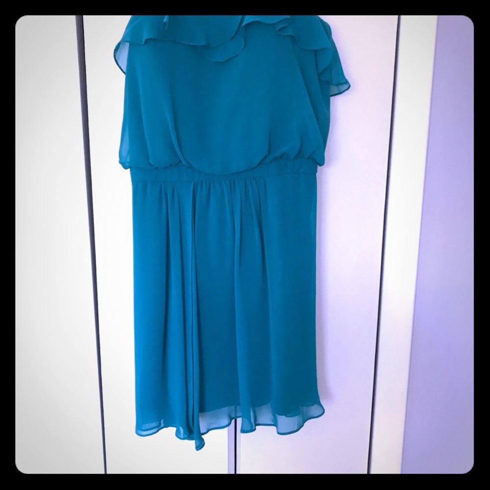 Cache strapless dress pretty blue green color